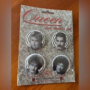 Queen All Four Members Sealed Button Set - Black and White